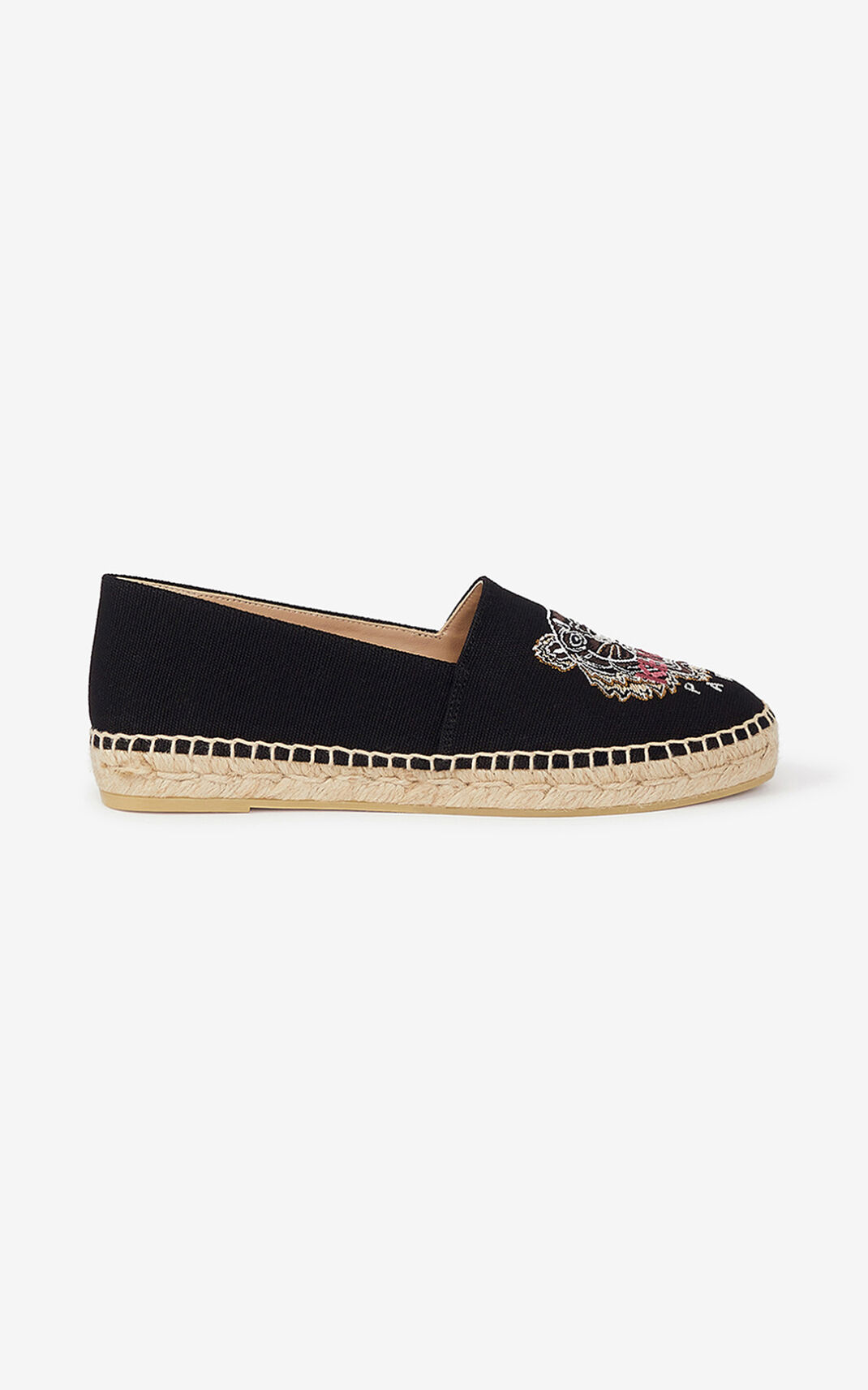 Kenzo Tiger Lærred Espadrilles Dame - Sort DK-325872